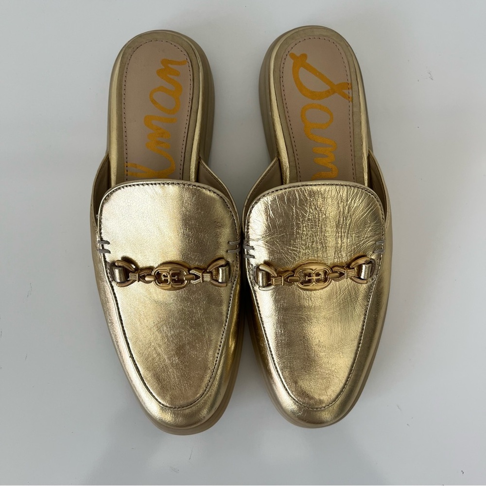 SAM EDELMAN Kira Bit Mule in Gold Metallic Leather NEW - Picture 5 of 14